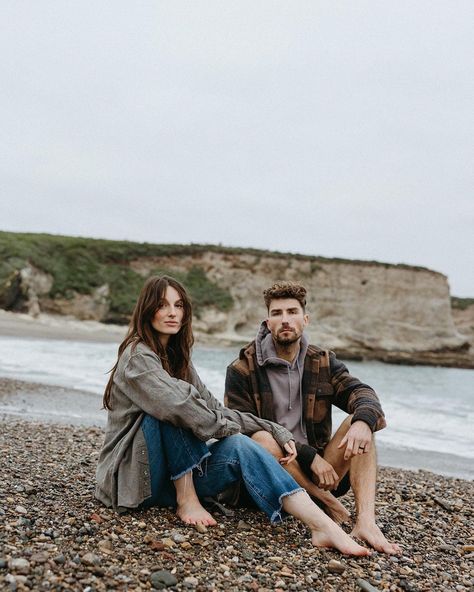 A gloomy morning in SLO 🌧️ Gloomy Morning, Morning Beach, Rainy Morning, Central California, California Beach, Beach Engagement, Engagement Shoot, Couples Photoshoot, Engagement Shoots