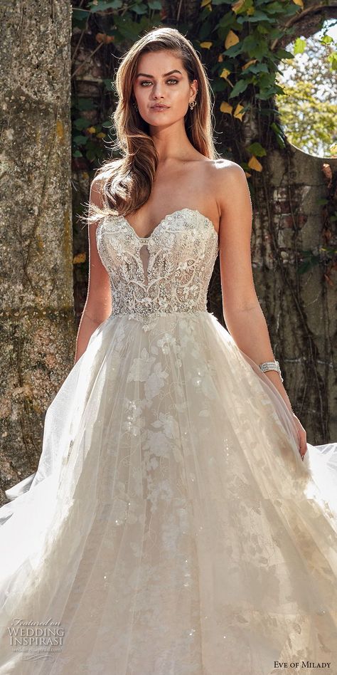 Weddinginspirasi.com featuring - eve of milady spring 2018 bridal strapless sweetheart neckline heavily embellished beaded bodice romantic princess a  line wedding dress chapel train (4) zv -- Eve of Milady Couture Spring 2018 Wedding Dresses  #wedding #weddings #bridal #weddingdress #weddingdresses #bride #fashion #label:EveofMilady #season:Spring/Summer #week:462017 ~ Eve Of Milady Wedding Dresses, Gorgeous Wedding Makeup, Unique Wedding Hairstyles, Ivory Wedding Gown, Eve Of Milady, Best Wedding Hairstyles, A Wedding Dress, Luxury Wedding Dress, Wedding Dress Couture