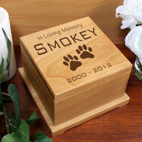 This Engraved Pet Memorial Wooden Urn Box measures 5 34” x 5 34” x 3 ¾”.  FREE PERSONALIZATION. Wooden Pet Urn, Pet Caskets, Dog Cremation, Pet Cremation Urns, Pet Cemetery, Dog Urns, Cat Urns, Wood Urn, Personalized Pet Gifts