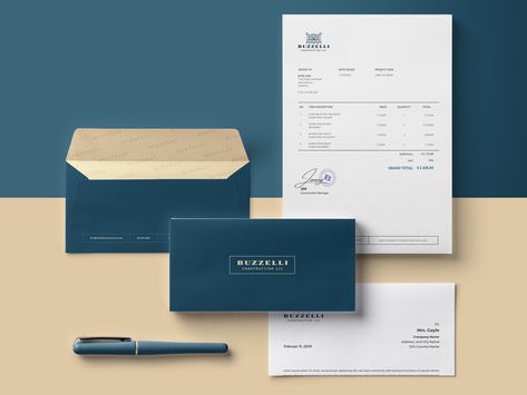 BUZZELLI Envelope + Invoice + Letterhead design by PANTER Letterhead Envelope Design, Kop Surat Design, Amplop Design, Corporate Envelope Design, Business Envelope Design, Hotel Letterhead, Envelope Design Inspiration, Envelope Design Ideas, Letterhead Design Inspiration