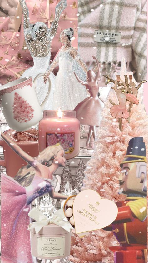 Christmas Princess Aesthetic, Barbie Nutcracker Wallpaper, Barbie Christmas Wallpaper, Nutcracker Aesthetic Wallpaper, Barbie Nutcracker Aesthetic, The Nutcracker Aesthetic, Christmas Wallpaper Pink, Lexi Core, Pink Christmas Iphone Wallpaper