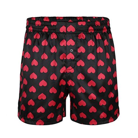 MSemis Men's Lips/Heart Printed Classic Satin Boxers Shorts Summer Lounge Underwear Beach Shorts Black Love Heart Print Medium (Waist 27.5"-43.0") Valentines Boxers Men, Vacation Boxer Briefs With Built-in Shorts, Casual Multicolor Boxer Briefs With Graphic Print, Black Cotton Boxer Briefs With Graphic Print, Pink Boxer Briefs With Built-in Shorts For Summer, Heart Lips, Boxers Shorts, Summer Lounge, Summer Bottoms