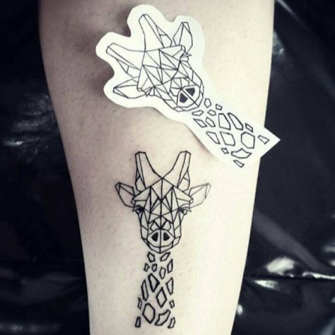 Geometric Giraffe Tattoo, Small Giraffe Tattoo, Paisley Tattoos, Giraffe Tattoo, Nova Tattoo, Hamsa Hand Tattoo, Animals Tattoos, Tattoo Lotus, Elephant Tattoo Design