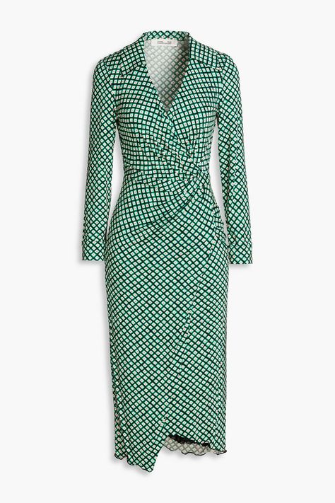 Dvf Wrap Dress Outfit, Wrap Dress Dvf, Wrap Dress Outfit, Alexander Mcqueen Wallet, Dvf Wrap Dress, Occasion Wear Dresses, Printed Jersey, Loungewear Luxury, Dress For Woman