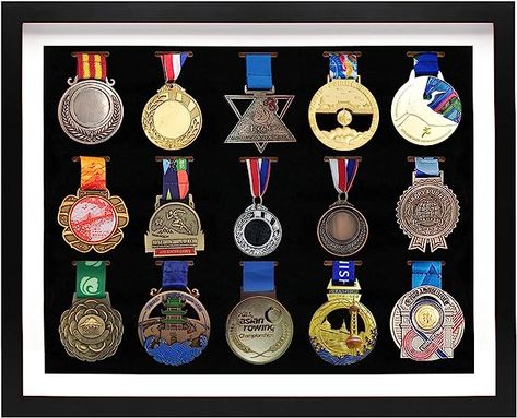 Amazon.com: Medal Display Case, 15 Medals Display Shadow Box Frame, 3D Medal Box Photo Frame for Runners Marathon Triathlon Soccer Gymnastics All Sports Medals Award Insignia (Black, 20x16”) : Sports & Outdoors Medal Display Case, Medals Display, Box Photo Frame, Frame 3d, Sports Medals, Box Photo, Medal Display, All Sports, Shadow Boxes