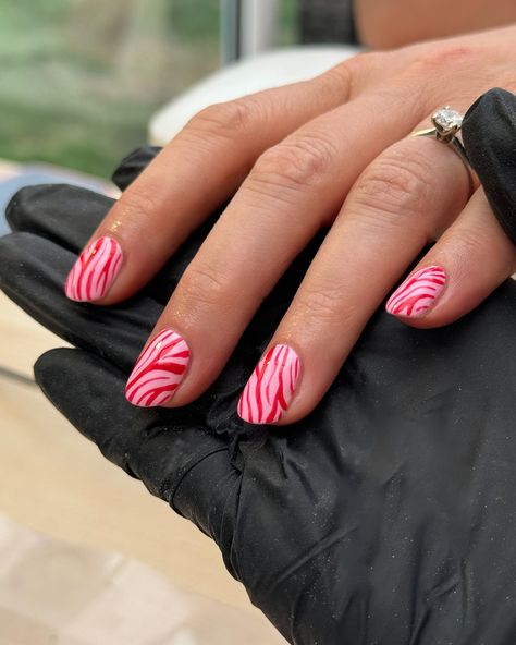 animal print is here to stay 🫡 this set of pink & red zebra print nails was a delight to paint obsessed using Holly & Carries Cosmo by @the_gelbottle_inc i’ve such a backlog of delicious sets, they’re on the way ⚡️ along with some news about my job situation 😌 with good care + daily cuticle oil application these will stay in great condition for 3-4 weeks i’m caitlin, a home studio based nail tech in colchester ⚡️ #colchester #colchesternails #essex #essexnails #zebranails #zebraprin... Red Zebra Nails, Red Zebra Print, Zebra Print Nails, Zebra Nails, Print Nails, Striped Nails, Orange Nails, Cuticle Oil, My Job