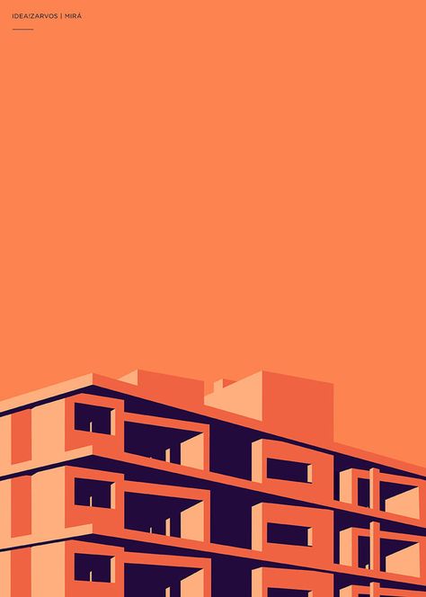 MIRÁ Cristiana Couceiro, Layout Print, Posters Illustration, Poster Architecture, Illustration Design Graphique, Building Illustration, Plakat Design, Minimal Color, Architecture Poster