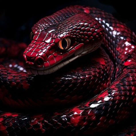 Snake Skin Wallpaper, Wallpaper Iphone Red, Red Snakes, Skin Wallpaper, Red And Black Snake, Black N Red, Fantasy Animals, Snake Art, Black Snake