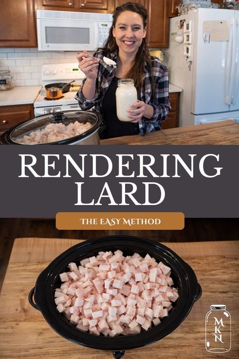 I choose to render lard with the slow cooker method because the stovetop or in the oven causes spattering and messes. Learn how to make rendered lard in your Crockpot or Instant Pot, and which sources are best for soaps and which is best for cooking (there is a difference!). #lard #renderinglard Render Lard, Lard Recipe, Rendering Lard, Tallow Recipe, Salt Block Cooking, How To Render, Beef Tallow, Survival Food, Canning Recipes