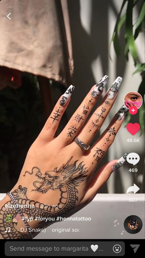 Dragon Henna Tattoo, Dragon Tattoo Wrist, Dragon Henna, Vintage Aesthetic Tattoos, Dragon Hand Tattoo, Butterfly Tattoos On Arm, Vintage Tattoo Design, Timeless Tattoo, Henna Inspired Tattoos