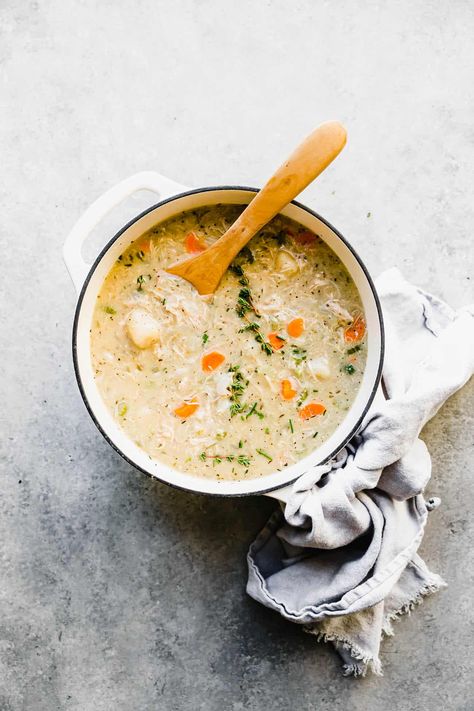 Chicken & Gnocchi Soup (Made with Cauliflower Gnocchi) Dairy Free Chicken Gnocchi, Cauliflower Gnocchi Recipe, Stovetop Recipes, Soup Sunday, Week Of Meals, Cauliflower Gnocchi, Always Pan, Make Shredded Chicken, Roasted Cauliflower Soup