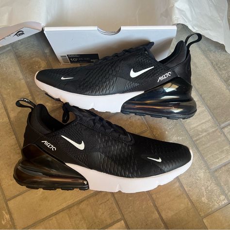 New, Black And White, Smoke Free Home Shoes Nike Air, Nike Air Max 270, Air Max 270, Box Color, Dream Shoes, Shoes Nike, Men's Nike, Black Nikes, New Black