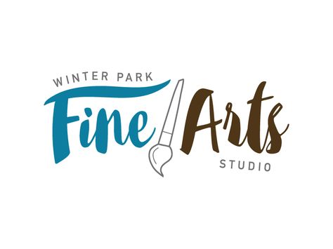 Winter Park Fine Arts Studio logo Fine Art Logo Design, Art Shop Logo, Art School Logo, Studio Names Ideas, Logo For Artist, Art Studio Logo Design, Fine Art Logo, Artist Logo Ideas, Art Studio Logo