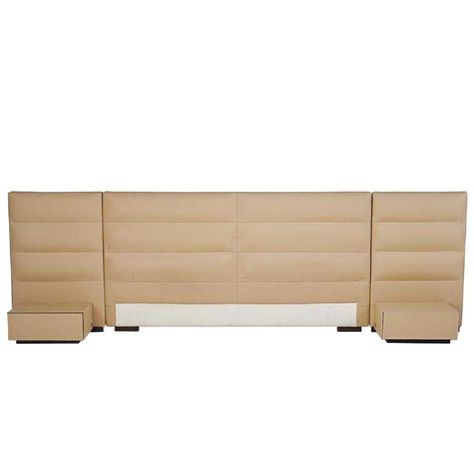 Fendi Casa Leather King 'or Queen' Size Headboard with Integrated Nightstands | From a unique collection of antique and modern Beds and Bed Frames at https://www.1stdibs.com/furniture/more-furniture-collectibles/bedroom-furniture/beds-frames/. Integrated Nightstands, Beds Frames, Leather Nightstand, Diy Bed Headboard, Miami Apartment, Bespoke Beds, Fendi Casa, Modern Beds, Queen Size Headboard