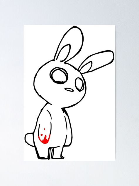 "Zombie Bunny" Poster by no-doubt | Redbubble Bunny Doodle Aesthetic, Creepy Bunny Drawing, Zombie Doodle, Zombie Bunny, Bunny Poster, Creepy Drawings, Bunny Drawing, Getting A Tattoo, Minimalist Tattoos