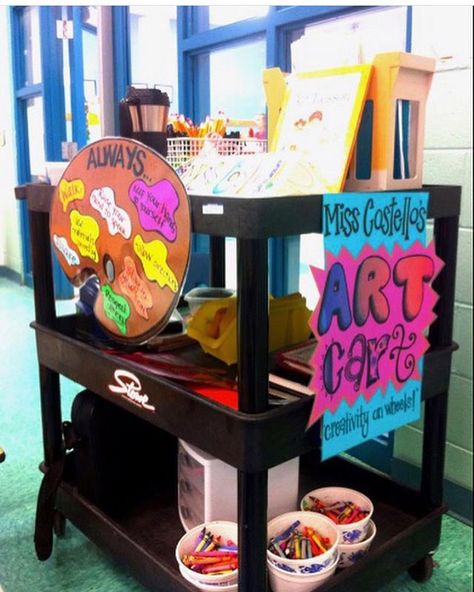 Kaitlyn Edington on Instagram: “ART ON A CART. 🖍 (Edit: this is NOT a definite for me or my students yet, but because I have been on a cart in the past and gotten many DMs…” Art On A Cart, Mobile Classroom, Elementary Lessons, Preschool Art Projects, Classroom Art, Art Cart, Flipped Classroom, Art Lessons Elementary, Arts Ed