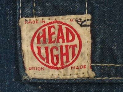 vintage workwear: Vintage HEADLIGHT Union Made Combination Denim & Hickory Stripe Work Coat Denim Brand Logo, Vintage Clothing Tags, Type Layout, Hang Tag Design, Workwear Vintage, Vintage Workwear, Work Coat, Indigo Denim, Head Light