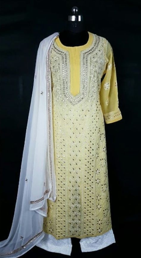 Yellow Kurta, Chikankari Kurti, Gotta Patti, Cute Birthday Gift, Kurta Designs Women, Kurta Designs, Bright Yellow, Birthday Gift, Lace Top