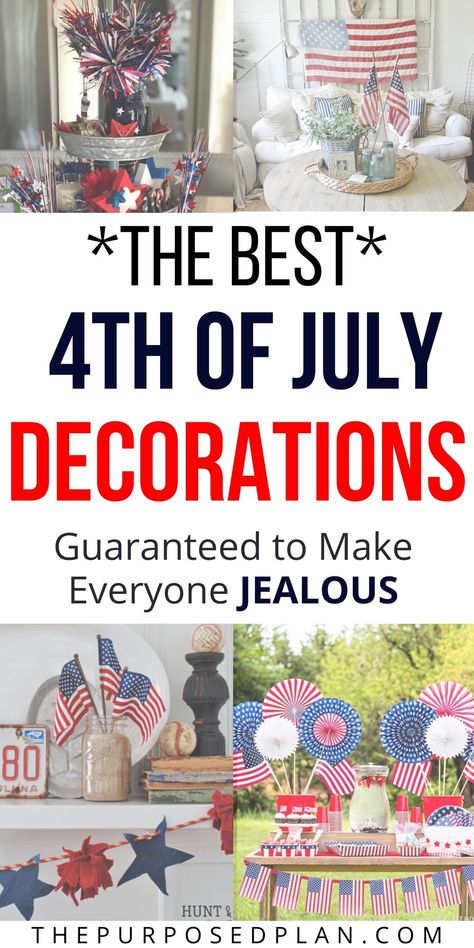 21 Best 4th of July Decoration Ideas to Try This Year - The Purposed Plan Decorating With Flags, July Decoration, Crafty Decor, 4th Of July Decor, Fourth Of July Decor, July Decor, Patriotic Decor, 4th Of July Decorations, The Fourth Of July