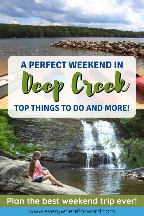 This weekend getaway guide to Deep Creek Lake Maryland includes everything you need to know about visiting Deep Creek! We share the top things to do in Deep Creek and where to stay in Deep Creek! Maryland State Parks | deep creek Itinerary | Maryland itinerary | places to visit in Maryland | Deep Creek Lakes | cabins at Deep Creek Lake | weekend trips in Maryland | hiking at deep creek lake #maryland #deepcreek Places To Visit In Maryland, Maryland Day Trips, Deep Creek Lake Maryland, Maryland Travel, Best Weekend Trips, Deep Creek Lake, Dc Metro, Usa Travel Destinations, On The Road Again