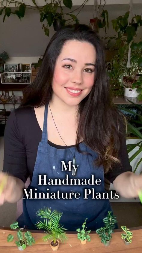 Step into the world of miniature artistry with these adorable handmade plants. Perfect for plant lovers who want to bring a touch of greenery into their home without the maintenance.  ⁠ 📹️: hannahlemon_art⁠ on IG House Plant Crafts, Miniature Clay Plants, Miniature Polymer Clay Plants, Clay Plants Diy, Dollhouse Plants Diy, How To Make Miniature Plants, Miniature Trees Diy, Miniature Plants Diy, Miniature Clay Ideas