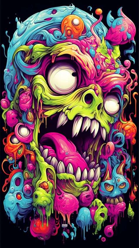 Trippy Graffiti, Colorful Skull Art Wallpaper, Trippy Skull Drawing, Trippy Skull Wallpaper Iphone, Colorful Art Paintings, Skull Trippy, Bike Artwork, Trippy Octopus Painting, Eagle Painting