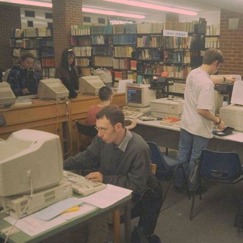 Sussex library, UK, early 90s. Computer room. 90s Computer, Studying Hard, Library Week, Some Things Never Change, Library Aesthetic, Thursday Motivation, Studying Life, Fear Of The Unknown, Computer Room