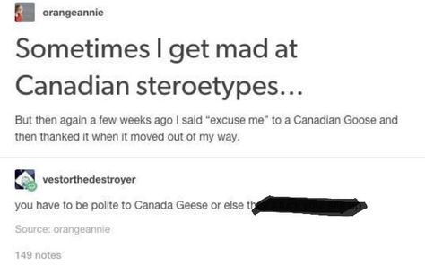 Canada Stereotypes, Canada Tumblr, Canada Jokes, Canadian Stereotypes, Canadian Memes, Canada Memes, Canadian Humor, Canadian Things, Canadian Geese