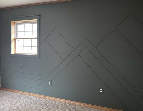 Mountain Feature Wall, Mountain Accent Wall, Boy Room Accent Wall, Mountain Wood Wall, Wood Lattice, Installing Wainscoting, Wooden Accent Wall, Rune Viking, Nursery Accent Wall