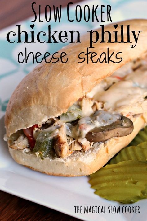 chicken philly pinterest Chicken Philly Cheese Steak, Philly Cheese Steaks, Recept Sandwiches, Cheese Steaks, Philly Cheesesteaks, Magical Slow Cooker, Chicken Philly, The Magical Slow Cooker, Crock Pots