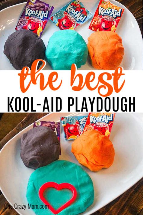 Make this easy Kool Aid Playdough for a fun activity for your kids. Homemade playdough with kool aid is simple to make and the colors are so vibrant. Koolaid Playdough Recipe, Kool Aid Playdough, Kool Aid Play Dough, Kool Aid Play Dough Recipe, How To Make Floam, Koolaid Playdough, Willow Crafts, Play Dough Crafts, Nursing Home Crafts