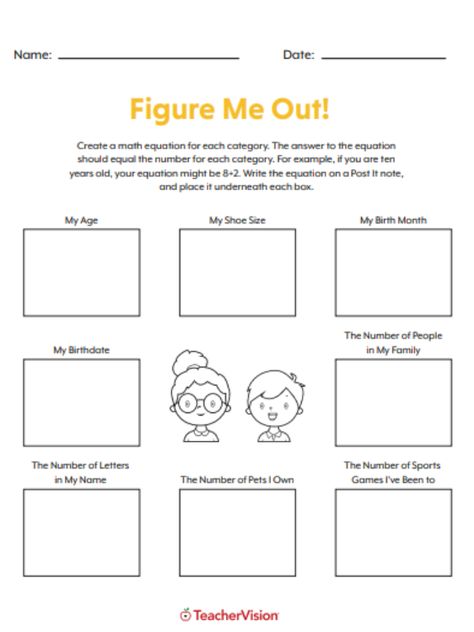 Back to school icebreaker, perfect for a fun first day of school activity. Students create a math equation for each category in this free printable for teachers. #backtoschool #icebreaker #freeprintable Icebreaker Worksheets, Middle School Icebreakers, Worksheets For Middle School, Kindergarten Math Lesson Plans, School Icebreakers, Back To School Worksheets, Sequencing Worksheets, Teaching Themes, Classroom Idea