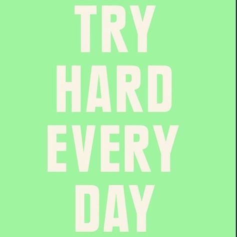 TRY HARD EVERY DAY. Try Hard, Positive Quotes For Life, Try Harder, Intj, Positive Life, Infj, Daily Motivation, Famous Quotes, The Words