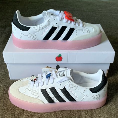 Adidas Hello Kitty Sambae Size: Women’s 7.5 Sku: Ig4450 Brand New Deadstock I’m The Box. From A Smoke-Free Home. Will Be Shipped Out To The Buyer Double Boxed, Same Or Next Day. Shoes Hello Kitty, Adidas Aesthetic, Adidas Campus, Adidas White, Hair Clothes, Shoes Adidas, White Adidas, Cute Shoes, Adidas Shoes