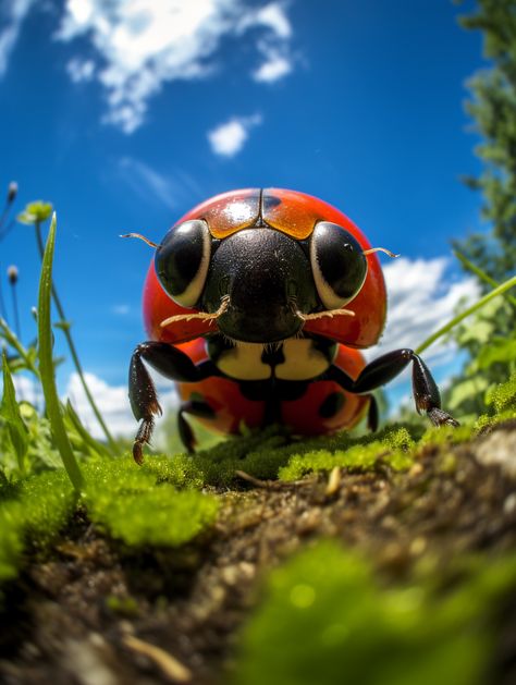 🐞 In the world of the fisheye lens, a ladybug becomes a tiny masterpiece. Its vibrant red shell and delicate spots come to life in mesmerizing detail. Nature's tiny wonder up close! 🌼🔍 Mushroom Drawing, Fish Eye Lens, Macro Lens, Macro Photography, Vibrant Red, Nature Photography, Acrylic Painting, Drawings, Photography