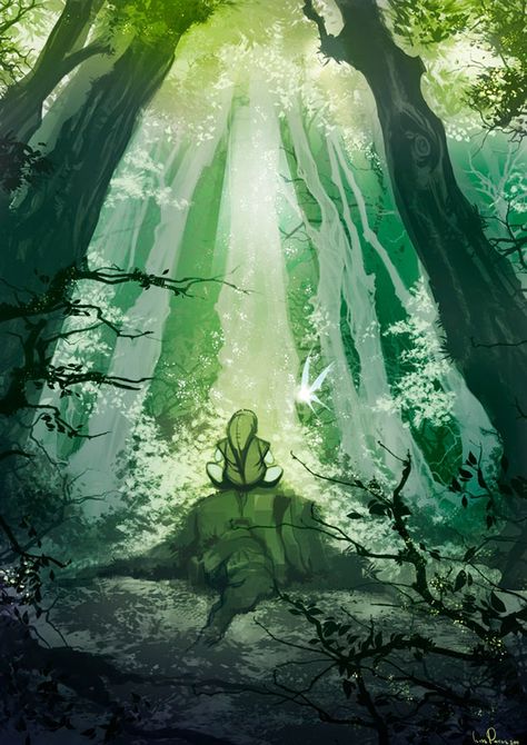 Link in The Lost Woods - The Legend of Zelda: Ocarina of Time Lost Woods, Link Zelda, Sketch A Day, Zelda Art, Ocarina Of Time, Breath Of The Wild, The Legend Of Zelda, Video Game Art, Legend Of Zelda