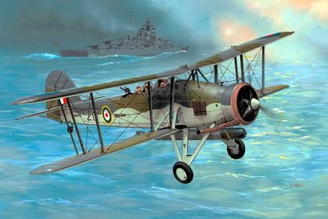 Fairey Swordfish VS Bismarck | kitchener.lord | Flickr Aircraft Poster, Fairey Swordfish, Hms Prince Of Wales, Hms Ark Royal, Rolls Royce Merlin, Ww1 Planes, Aircraft Painting, Airplane Art, Aircraft Art