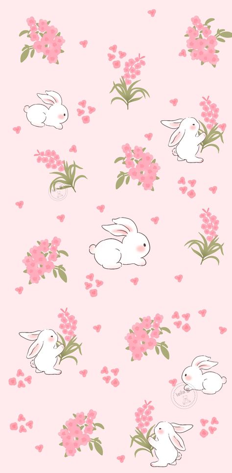 Pink Lockscreen Aesthetic, Pink Lockscreen, Rabbit Wallpaper, Lockscreen Aesthetic, Pink Wallpaper Girly, Floral Wallpaper Iphone, Bts Aesthetic Wallpaper For Phone, Simple Phone Wallpapers, Flower Iphone Wallpaper