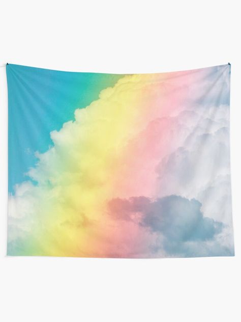 "Clouds Rainbow Aesthetic" Tapestry by ind3finite | Redbubble Cloud Tapestry, Aesthetic Tapestry, Clouds Rainbow, Cloud Theme, Room Vibes, Pastel Clouds, Future Room, Tapestry Bedroom, Rainbow Aesthetic