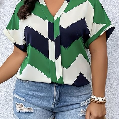 Faster shipping. Better service Chiffon Top Styles, Boubou Styles For Women, Printed Chiffon Tops, African Blouses, Batwing Sleeve Blouse, Geometric Sleeve, Color Block Blouse, Classic Blouses, African Design Dresses