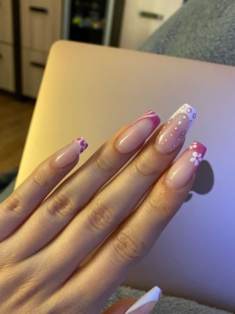 Nail Ideas Crazy, Nails French Color, Crazy Nails Ideas, French Nails Colored, Colorful French Nails, Wow Nails, Vibrant Nails, Glow Nails, Simple Acrylic Nails