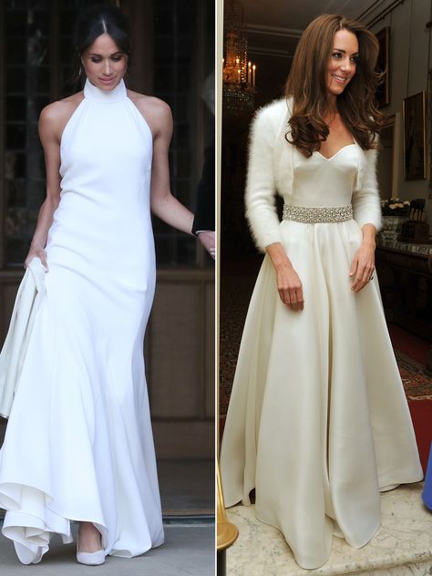 Royal Wedding Flashback! See Kate Middleton's 2011 Reception Dress Next to Meghan Markle's Eugenie Wedding, Meghan Markle Wedding Dress, Royal Wedding Gowns, Middleton Wedding, Kate Middleton Wedding, Meghan Markle Wedding, Kate Middleton Dress, Second Wedding Dresses, Kate Middleton Outfits