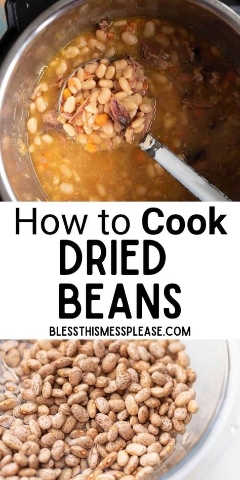 Knowing how to cook dried beans is a great skill, and it's easier (and tastier) than you might think! Use this step by step guide to learn how cook beans in the Instant Pot, Crock Pot or Slow Cooker or on the stove top. Brown Beans Stove Top, How To Cook Beans In A Crockpot, Cook Beans In Crockpot, How To Cook Beans On The Stove, Dry Beans In Crockpot, How To Make Beans On Stove How To Cook, Dried Beans In Crockpot, Soup Beans On The Stove, Pot Of Beans On The Stove