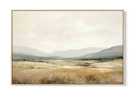 Muted Landscape Photography, Neutral Landscape Art, Bedroom Artwork Above Bed Wall Art, Large Landscape Wall Art, Diy Abstract Landscape Painting, Muted Landscape Painting, Textured Landscape Painting, Siloette Ideas Painting, Neutral Landscape Painting