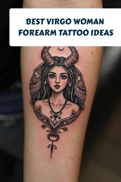 Best Virgo Woman Forearm Tattoo Ideas Best Virgo Tattoos, Virgo Tarot Card Tattoo, Virgo Tattoos For Women, Virgo Goddess Tattoo, Virgo Women Tattoo, Woman Forearm Tattoo, Forearm Tattoo Designs, Women's Shoulder Tattoo, Forearm Tattoo Ideas