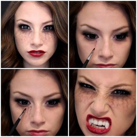 Eye Veins, Hallowen Schminke, Vampire Halloween Makeup, Vampire Makeup Tutorial, Vampire Diaries Makeup, Vampire Makeup Halloween, Scary Vampire, Make Up Diy, Diy Halloween Party