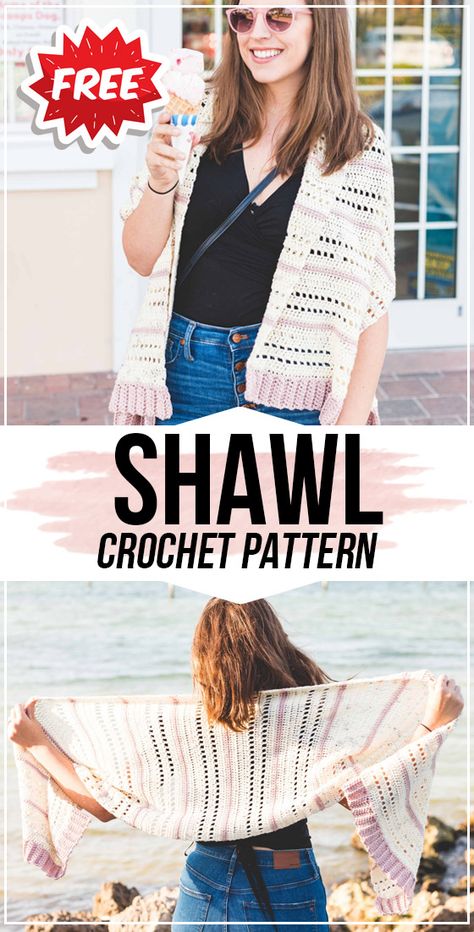 crochet Double Scoop Shawl free pattern - easy crochet shawl pattern for beginners Easy Crochet Shawl, Shawl Free Pattern, Crochet Shaw, Crochet Prayer Shawls, Crochet Shawl Free, Crochet Shawl Pattern, Crochet Wrap Pattern, Crochet Scarf Pattern Free, Crochet Shawl Pattern Free