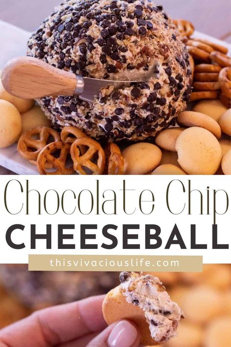 Sweet Cheeseball Recipes, Chocolate Chip Cheeseball, Cheeseball Recipes, Cheeseball Recipe, Desserts With Chocolate Chips, Sweet Appetizer, Ball Recipes, Simple Cookies, Nilla Wafers