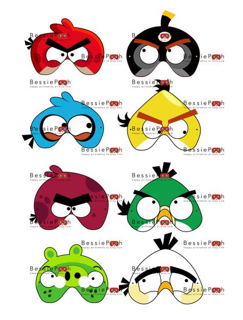 BIRDS with beaks Printable MASK Collection. Photo booth prop. 8 masks. Printable Halloween Masks, Obličejové Masky, Birds Theme, Face Painting For Boys, Bird Birthday Parties, Skull With Horns, Angry Birds Party, Mascaras Halloween, Printable Masks