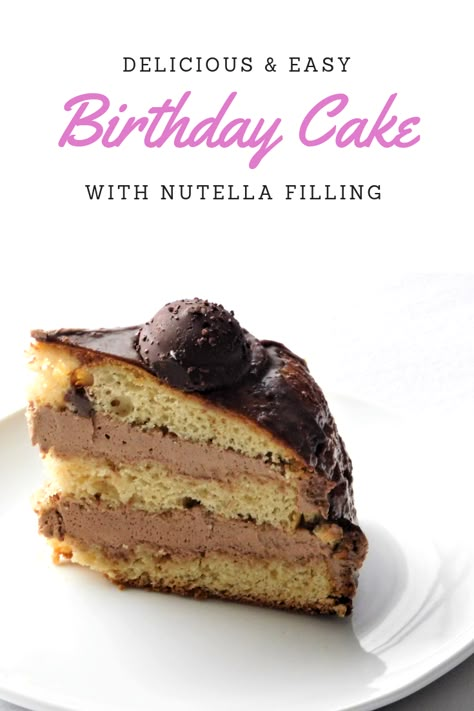 Vanilla Cake With Nutella Filling, Vanilla Nutella Cake, Nutella Filled Cake, Nutella Cake Filling Recipes, Nutella Filling For Cake, Nutella Cake Filling, Nutella Cake Recipes, Cake With Nutella Filling, Custard Cake Filling